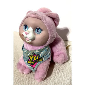 Hasbro Pet Surprise Pink Cat Plush Toy Rubber Face 7" Vintage 1993